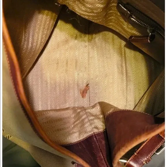 Prada Large Logo Jacquard Canvas Tote Hand Bag Brown Authentic. EUC! - Picture 4 of 7